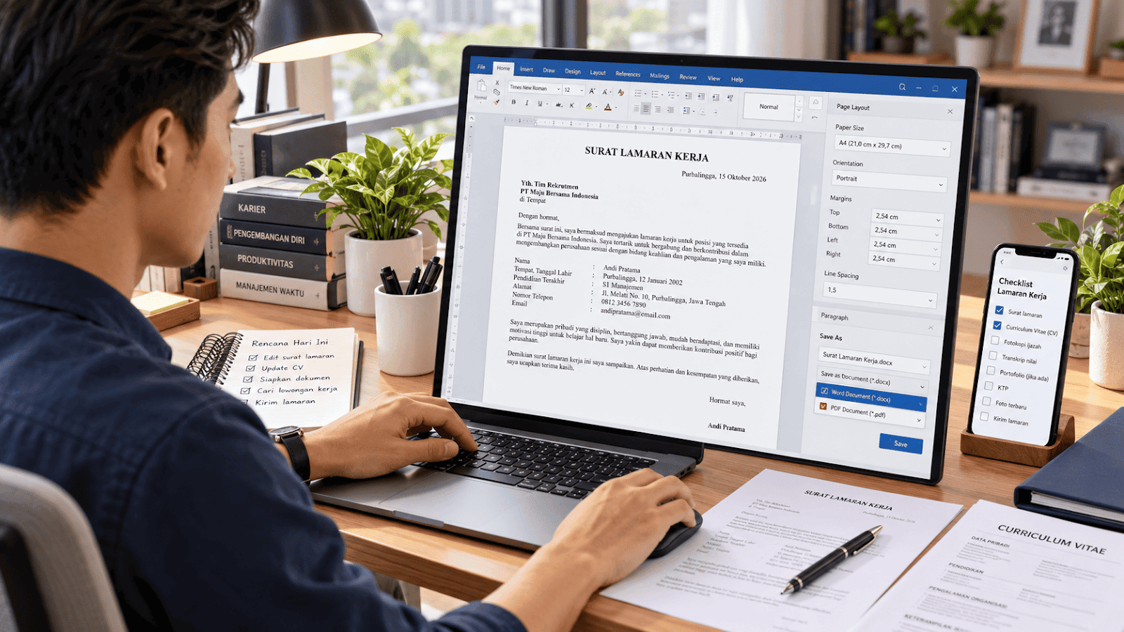 Cara Membuat Template Surat Lamaran Kerja Perusahaan Swasta di Word