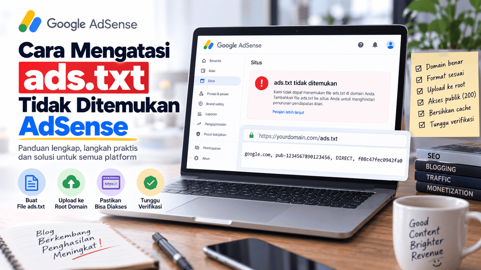 Cara Mengatasi ads.txt Tidak Ditemukan di AdSense