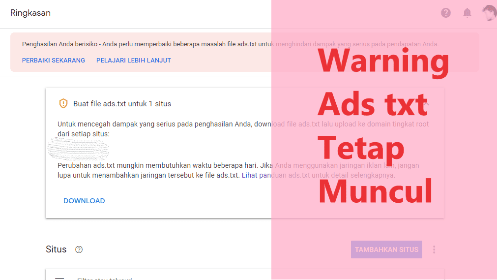 Terkait Masalah Ads txt yang Tetap Muncul di Akun Google Adsense