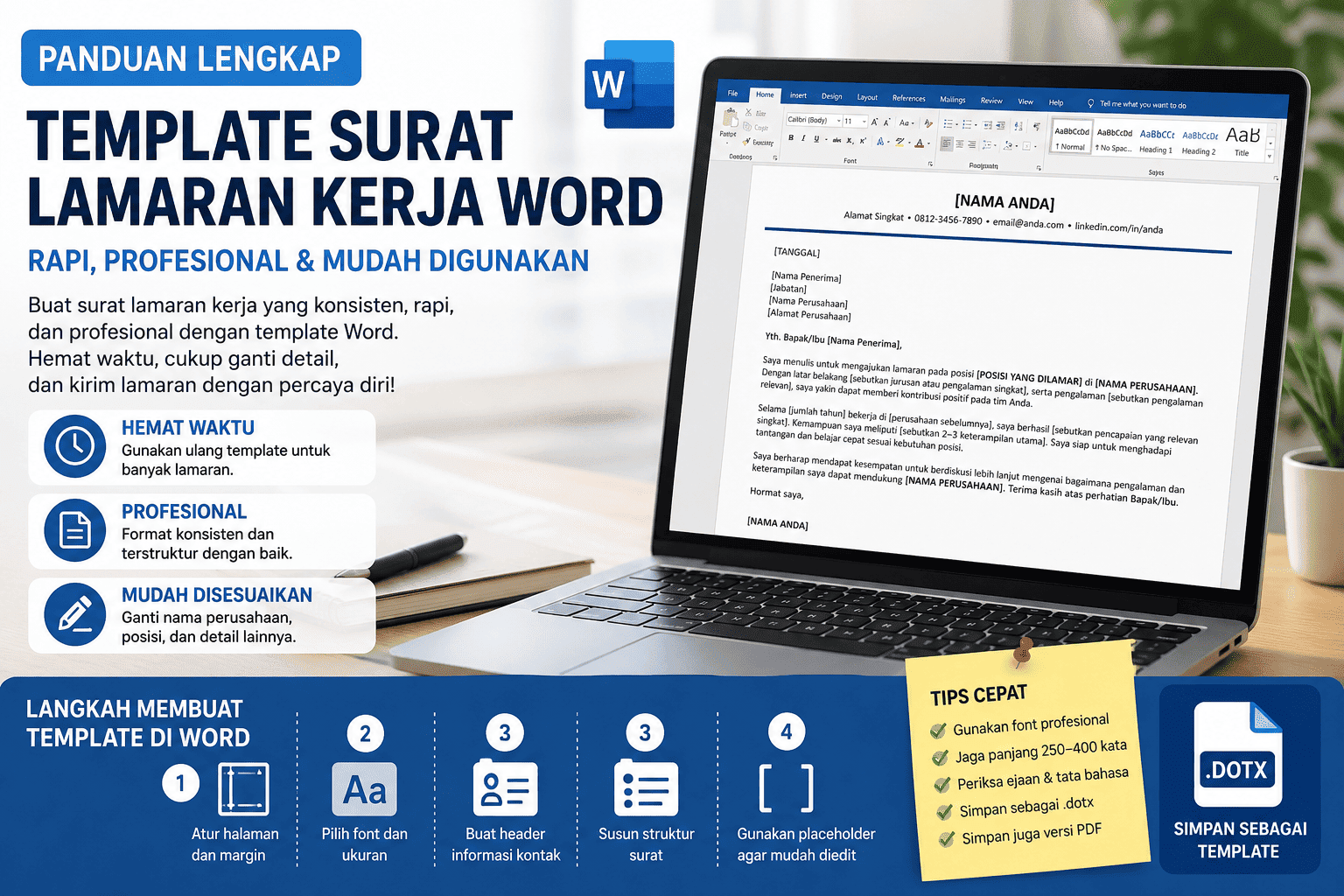 Template surat lamaran kerja Word: Cara Membuat Template Profesional